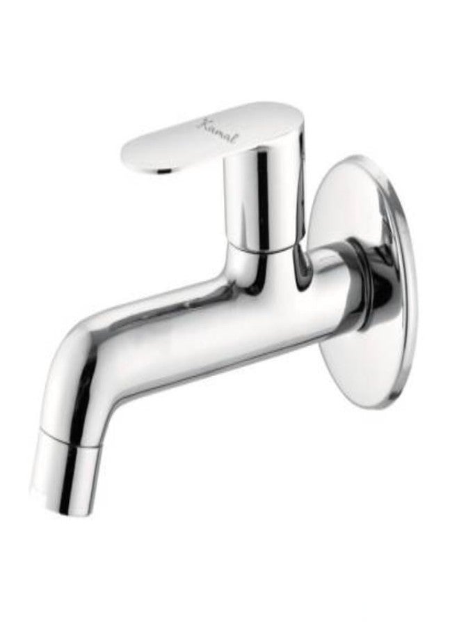 KAMAL Long Body Bib Cock Opal with Wall Flang | Wall Mounted Bib Tap for Bathrooms, Washing Areas, Gardens | Full Brass Bib Tap Faucet with Chrome Finish - Image 1